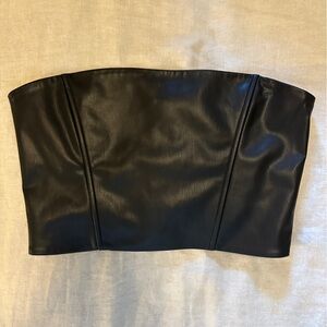 Zara Black Leather Cropped Corset